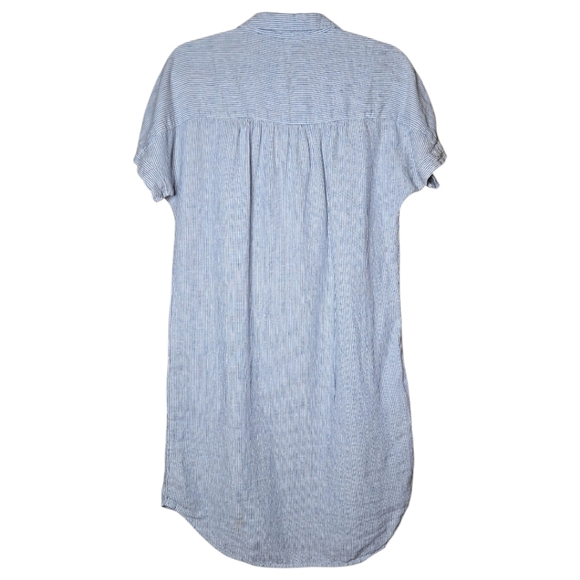 Tahari Pinstripe Linen Shirt Dress Sz Medium - Picture 6 of 8